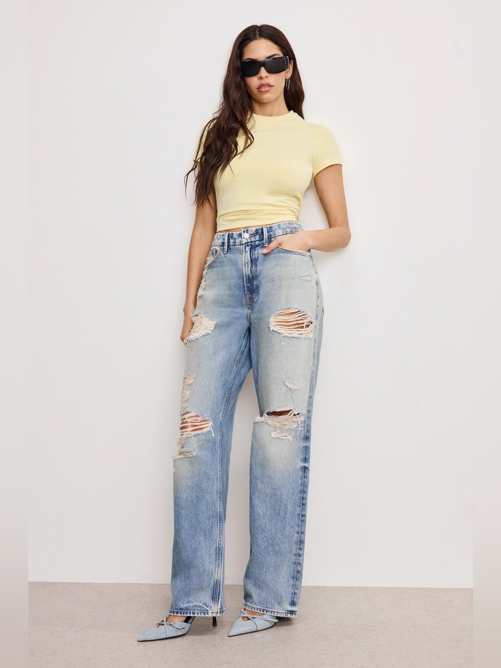 GOOD AMERICAN Good 90’s Relaxed Distressed Women’s Jeans NWT size 6/28